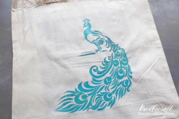 Repeat the same steps as the tote bags previously and then let the peacock dry.