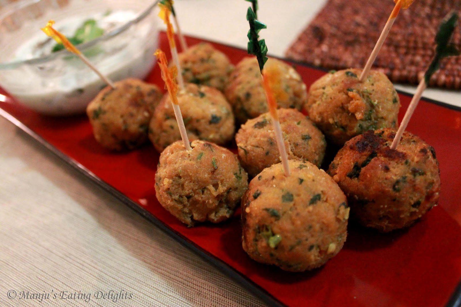 Manju's Eating Delights Thai Fish Balls with LimeCilantro Mayo dip
