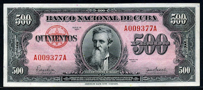 Cuba banknotes Currency 500 Cuban Pesos banknote bill