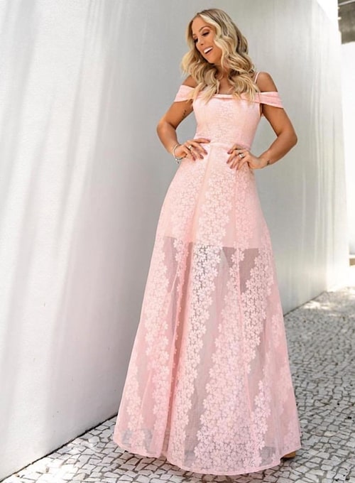 vestido longo rose para madrinha