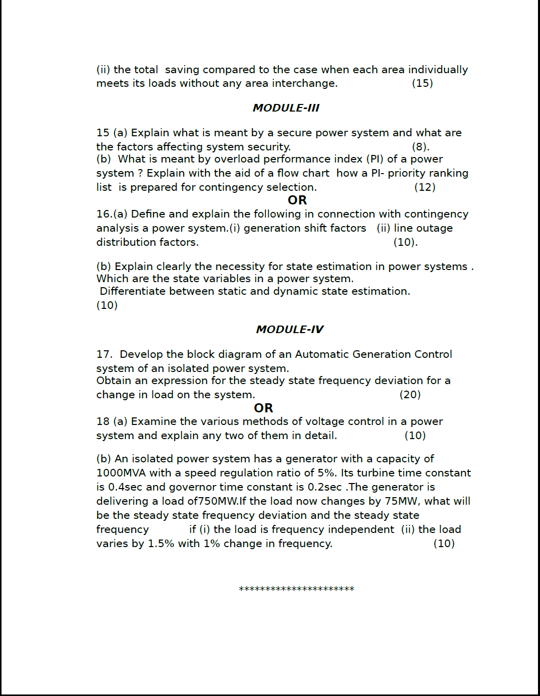 Kerala University B Tech Power System Operation And Control ( E ) 2016