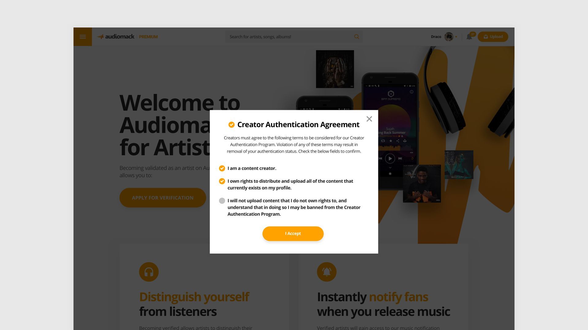 AudioMack Verification Account ( Authentication )