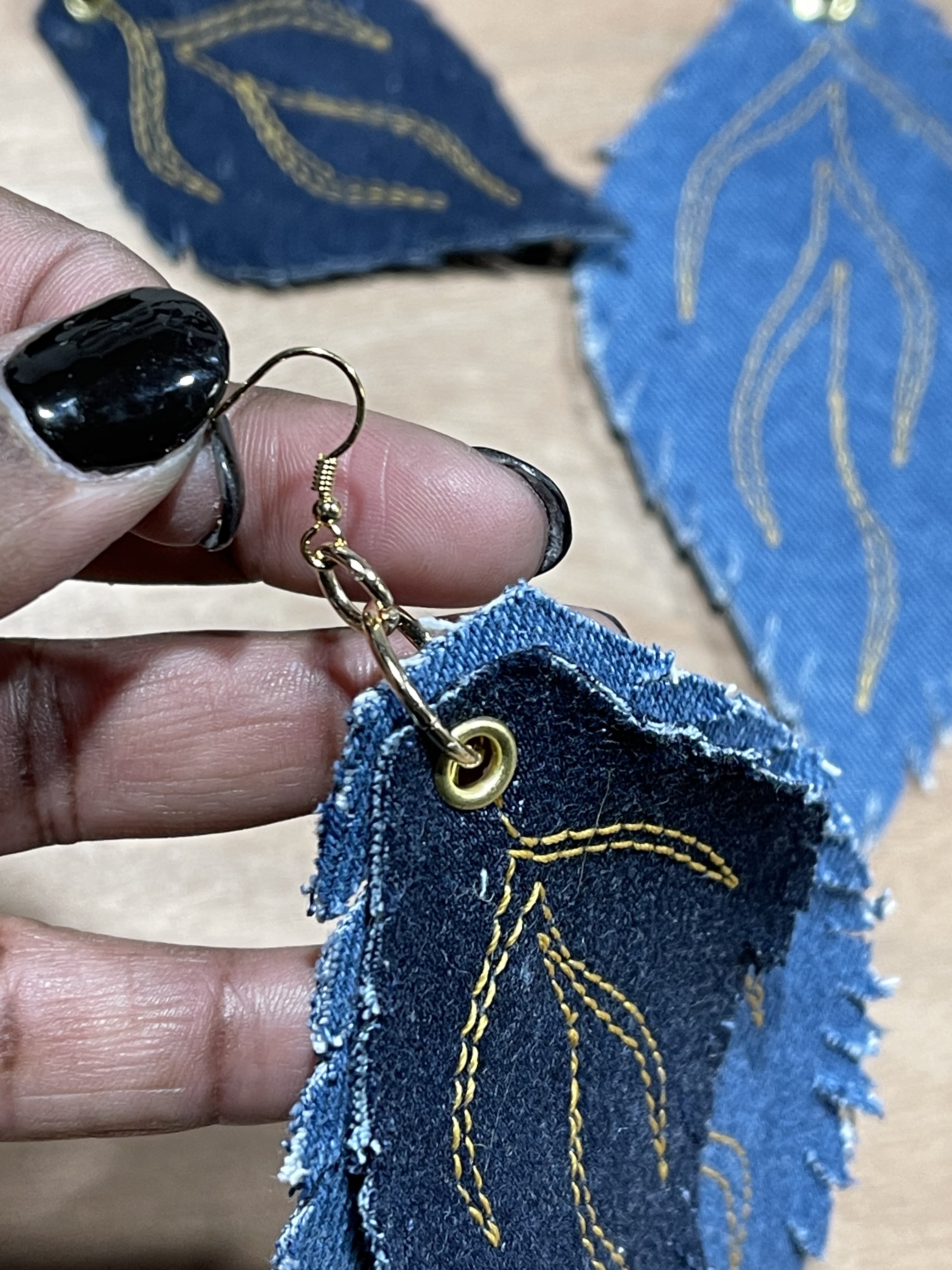 DIY Denim Feather Earrings Tutorial That Black Chic