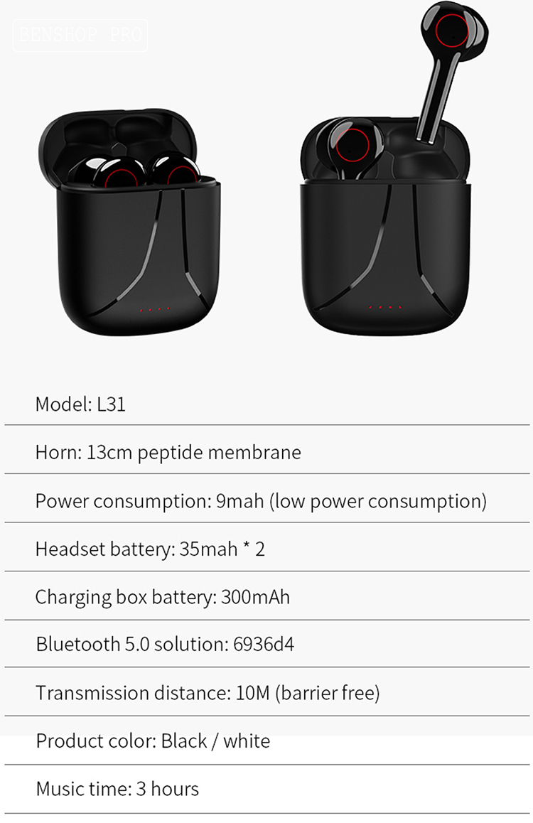 Tai nghe đôi bluetooth, cảm ứng chạm thông minh L31 L31