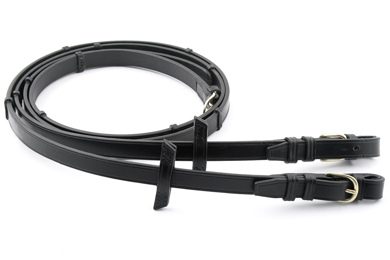 Cwell Equine Redini In Pelle Con Fibbie, Web Continental, 5 Stop, Tappi Martingala, Nero, Taglia Piena (54'' X 5/8'')