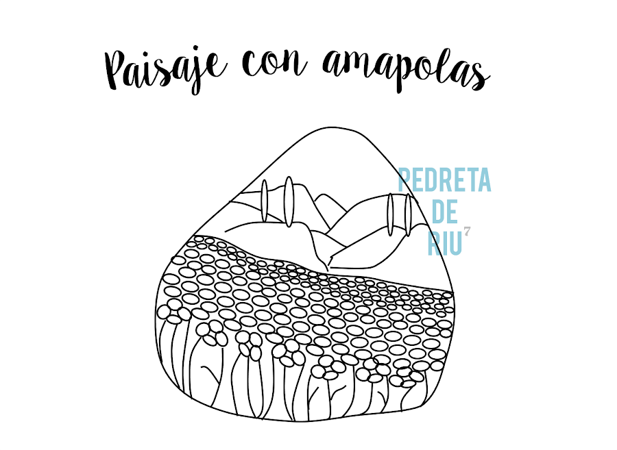 COMO PINTAR PIEDRAS CON PAISAJE DE AMAPOLAS PASO A PASO