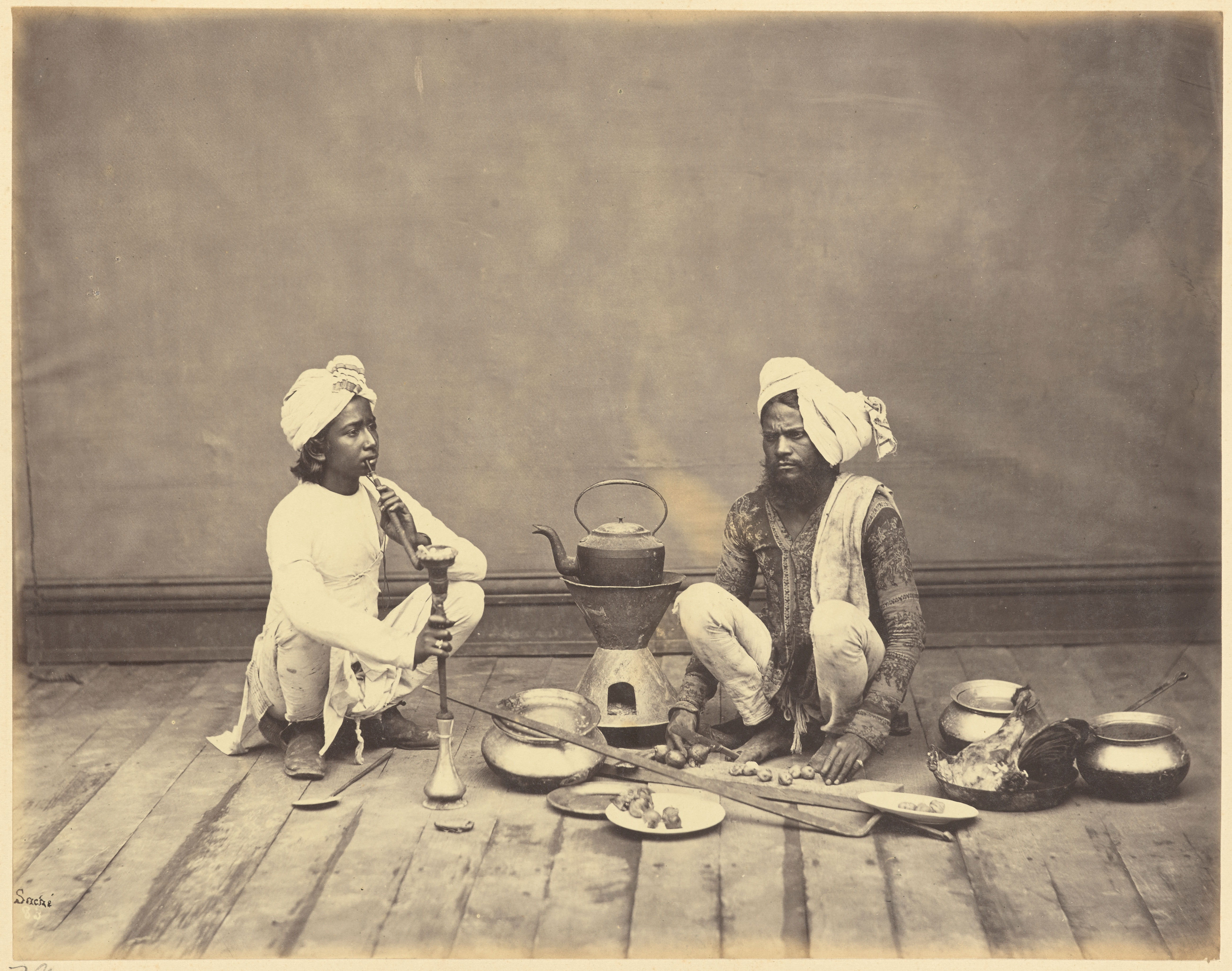 Studio Portrait Of Two Men With Cooking Utensils And Ingredients - Circa 1860s