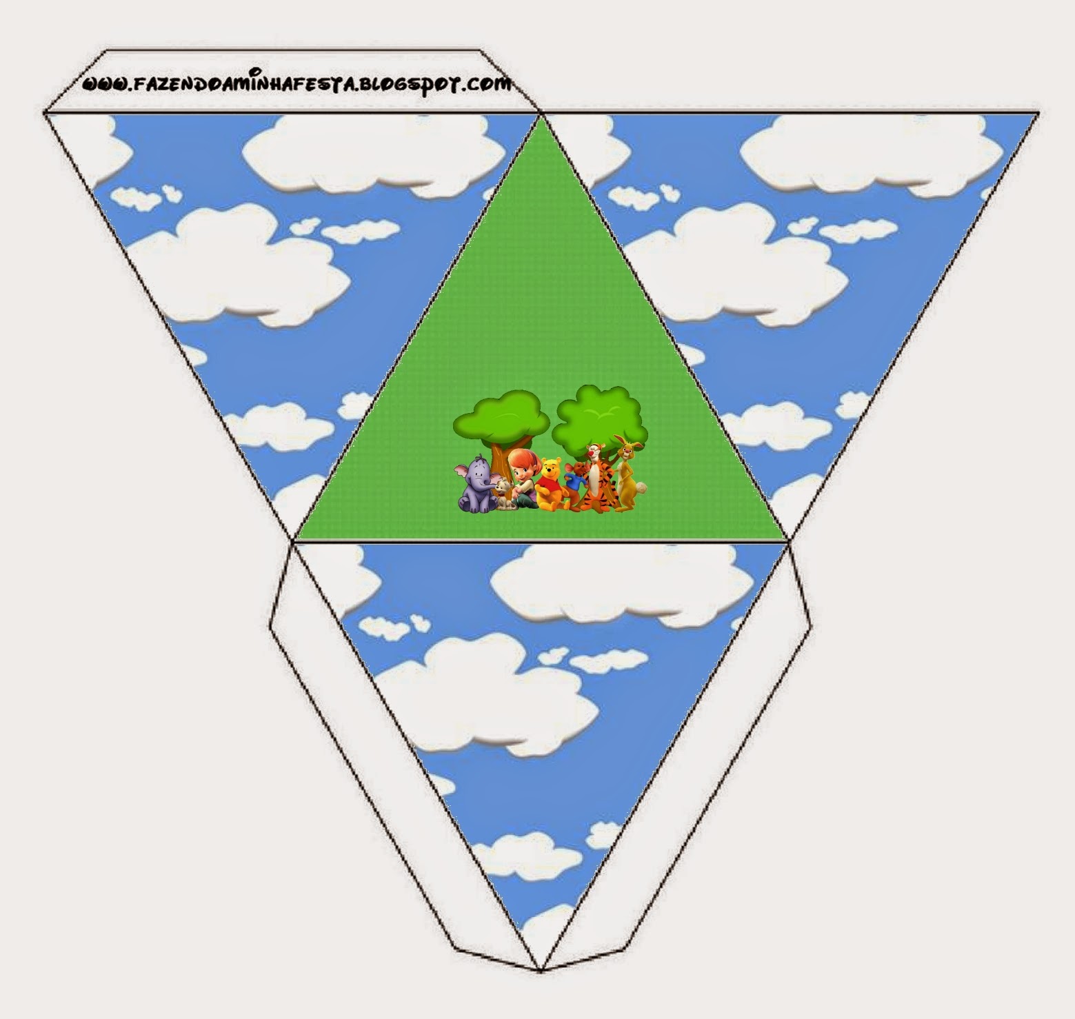  Free Printable Pyramid Box of First Year of Winnie the Pooh. 