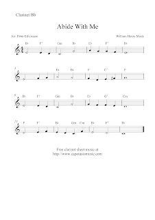 Free Printable Sheet Music: Abide With Me, free easy clarinet sheet music
