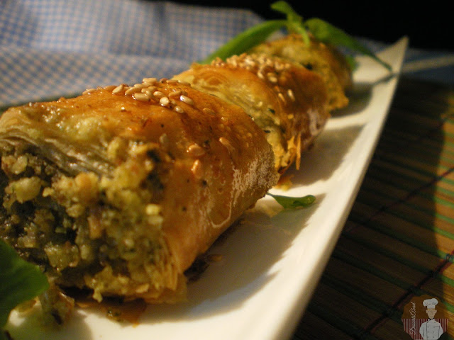 Baklava de pesto de albahaca y nueces