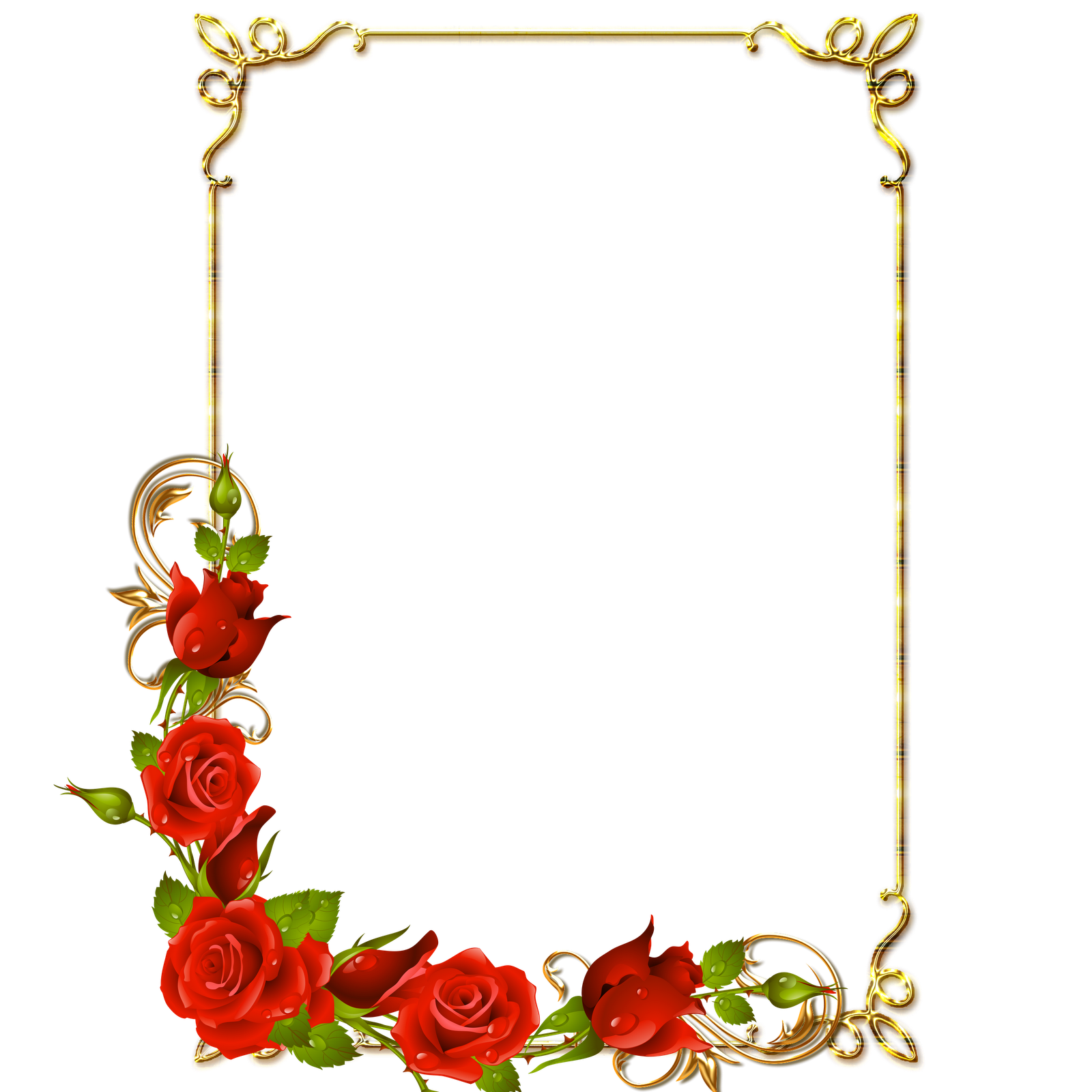 Frames PNG douradas com rosa vermelhas  Imagens para 