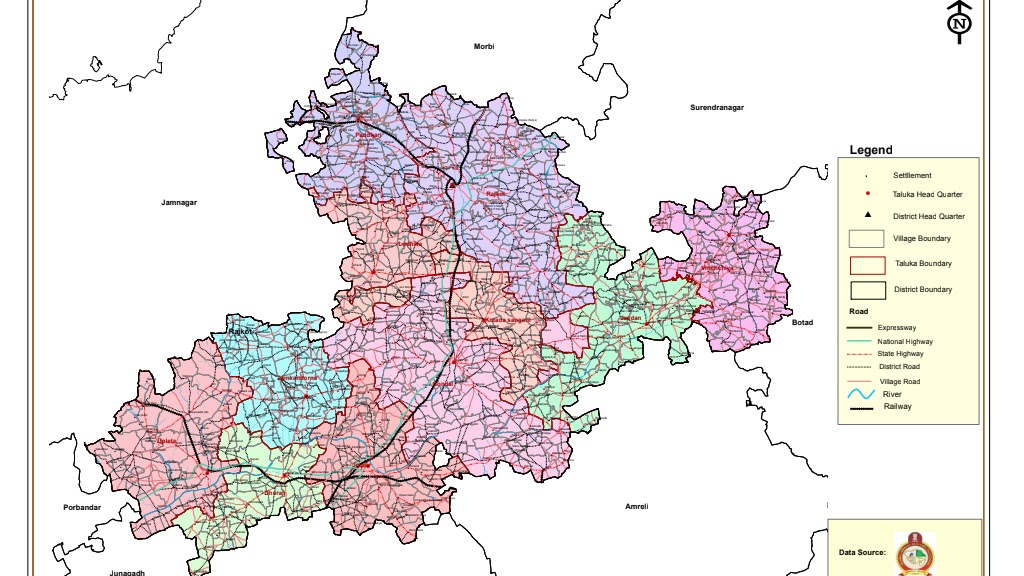 Rajkot District Map With Taluka Rajkot Dist Digital Hd Map Pdf Download.