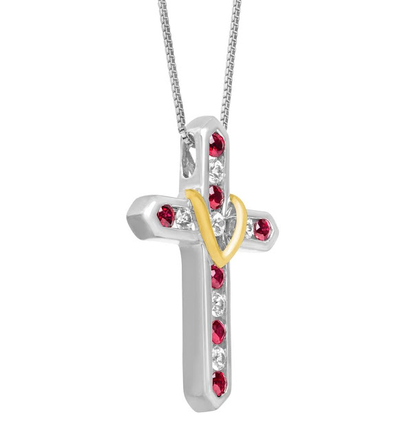 Ruby and White Sapphire Cross Pndant