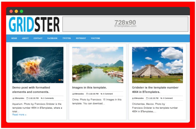 Gridster Blogger Template is a Responsive minimalist looking Blogspot theme. It is built for any kind of writers who are building a Grid style online,