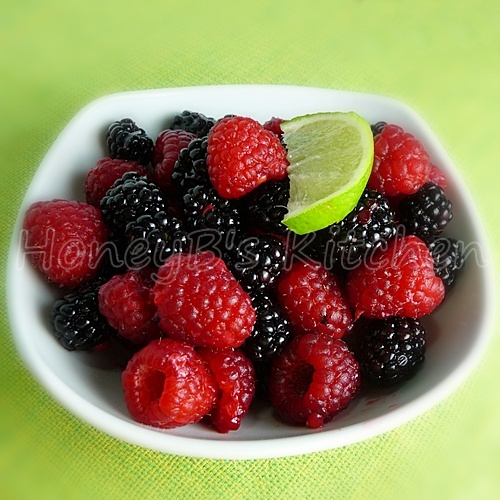 Fresh Raspberries and Blackberries in Lime Ginger Dressing