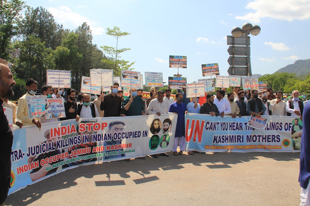 APHC protest in front of Faisal Mosque Islamabad: Pictures