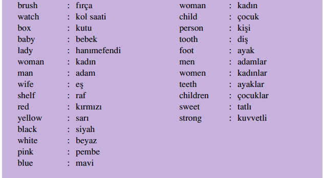 İngilizce Diyarı: İngilizce Kelimeler