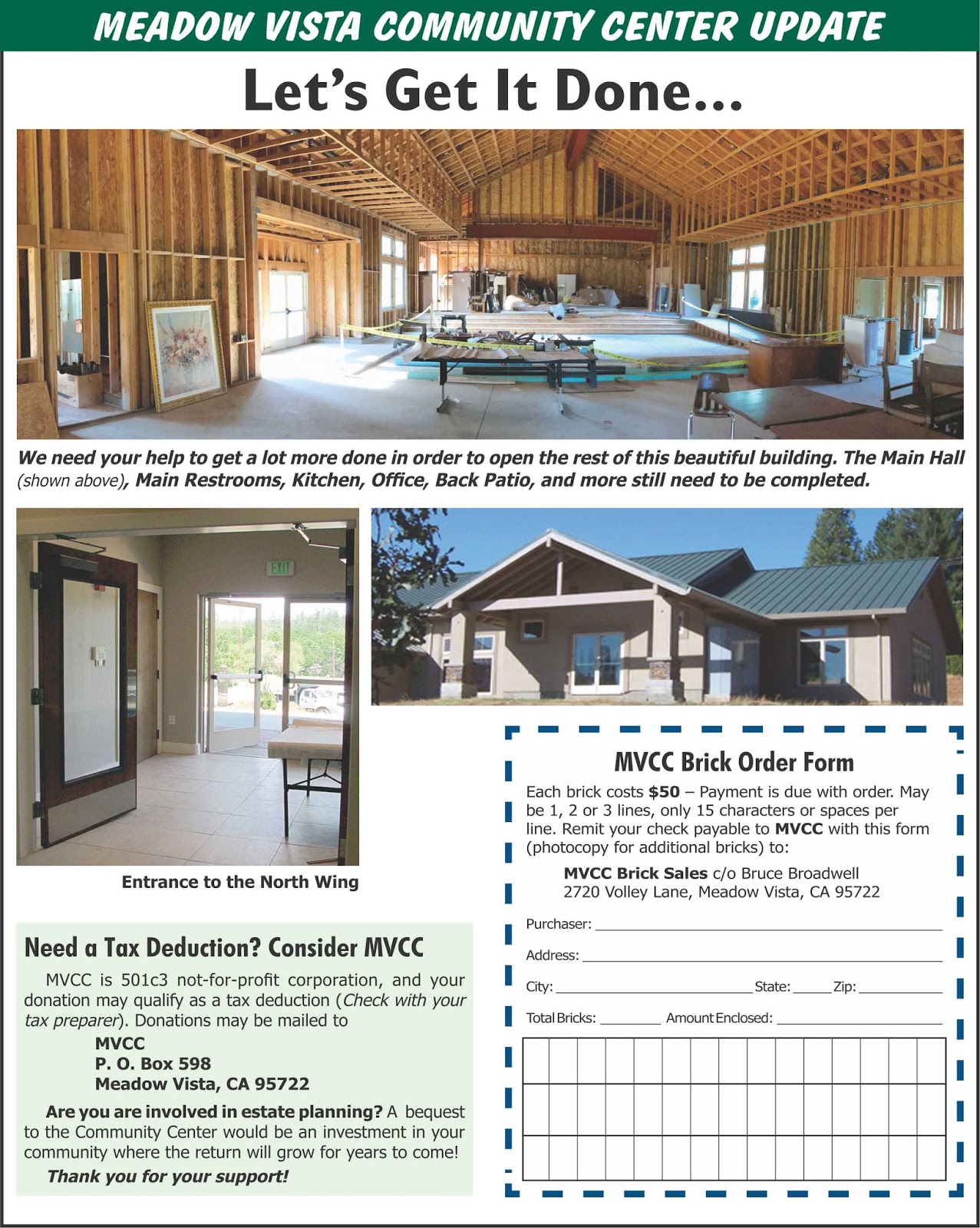 Meadow Vista View Magazine Meadow Vista Community Center Update