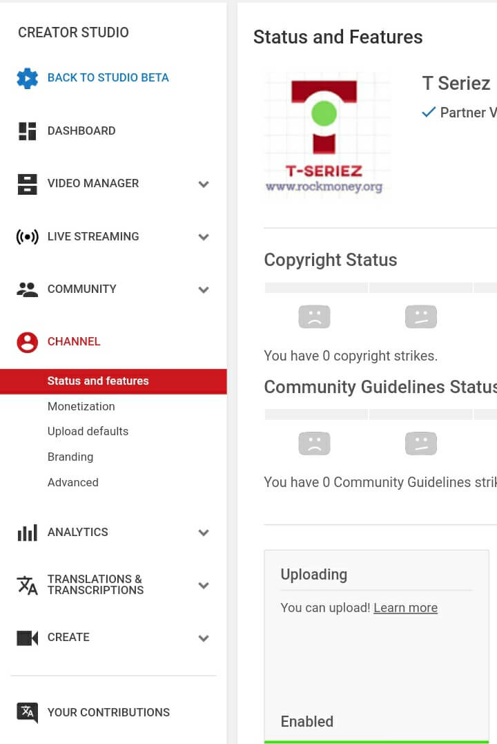 YouTube account link AdSense