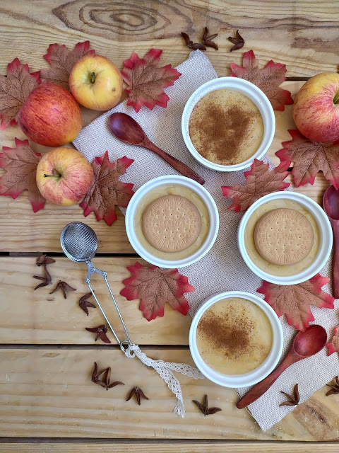 Natillas de manzana. Postre de otoño, aprovechamiento, fácil, tradicional, canela, rico, sin horno Cuca