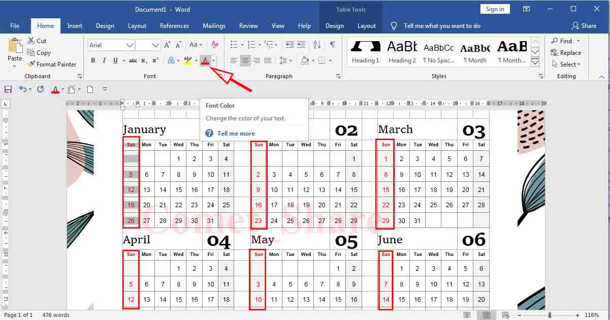 Cara Membuat Kalender Menggunakan Template Di Microsoft Word 2016 ...