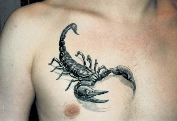 Эскизы тату скорпион для мужчин на грудине