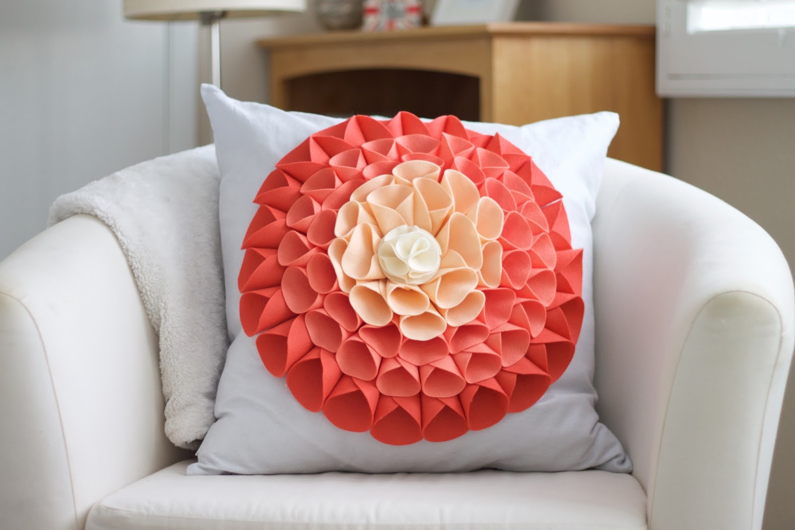 Wool felt no sew cushion Hello Beautiful