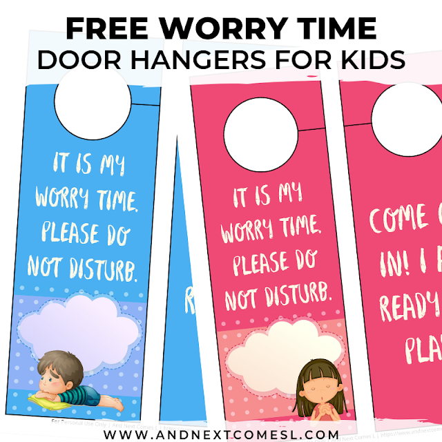 Free printable doorknob hangers template for kids to use during the worry time technique