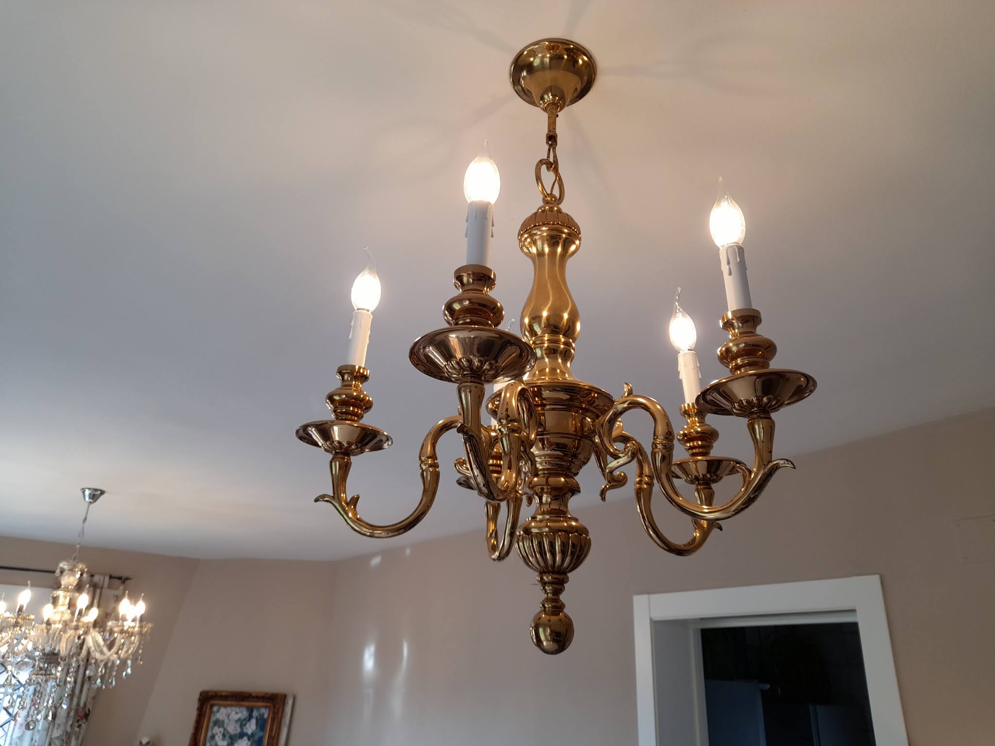 El jardín de la alegría : I/III Tutorial: Restaurar una chandelier de brazos lámpara araña de bronce y cristales).