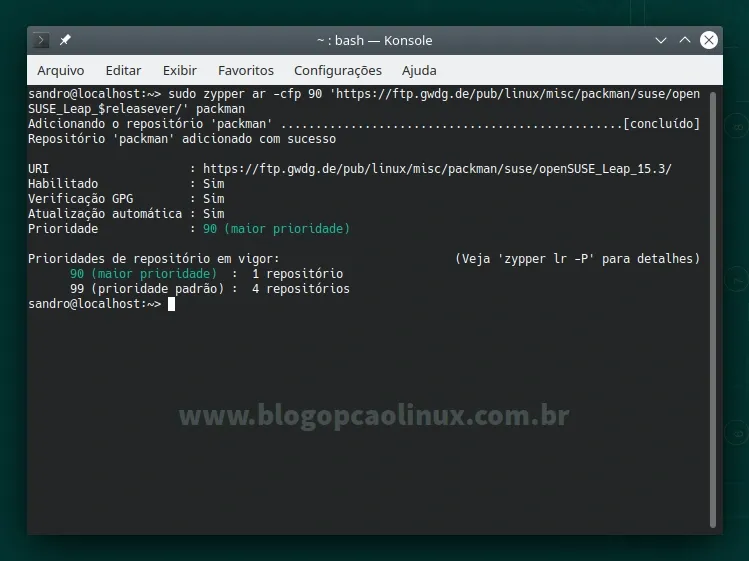 Adicionando o repositório Packman no openSUSE Leap 15.3