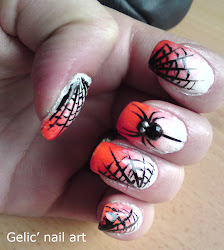 spider nail halloween rhinestone orange pearl rhinestones sponged ve