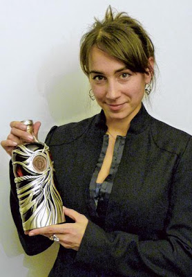 Maeve Gilles with her award winning bottle design for Highland Park Whisky