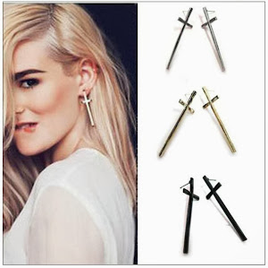 Cross Stud Earrings Celebrity Fashion