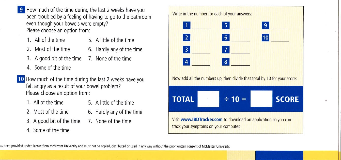 My Life Scanned Crohn's Disease (IBD) Questionnaire from Remicade