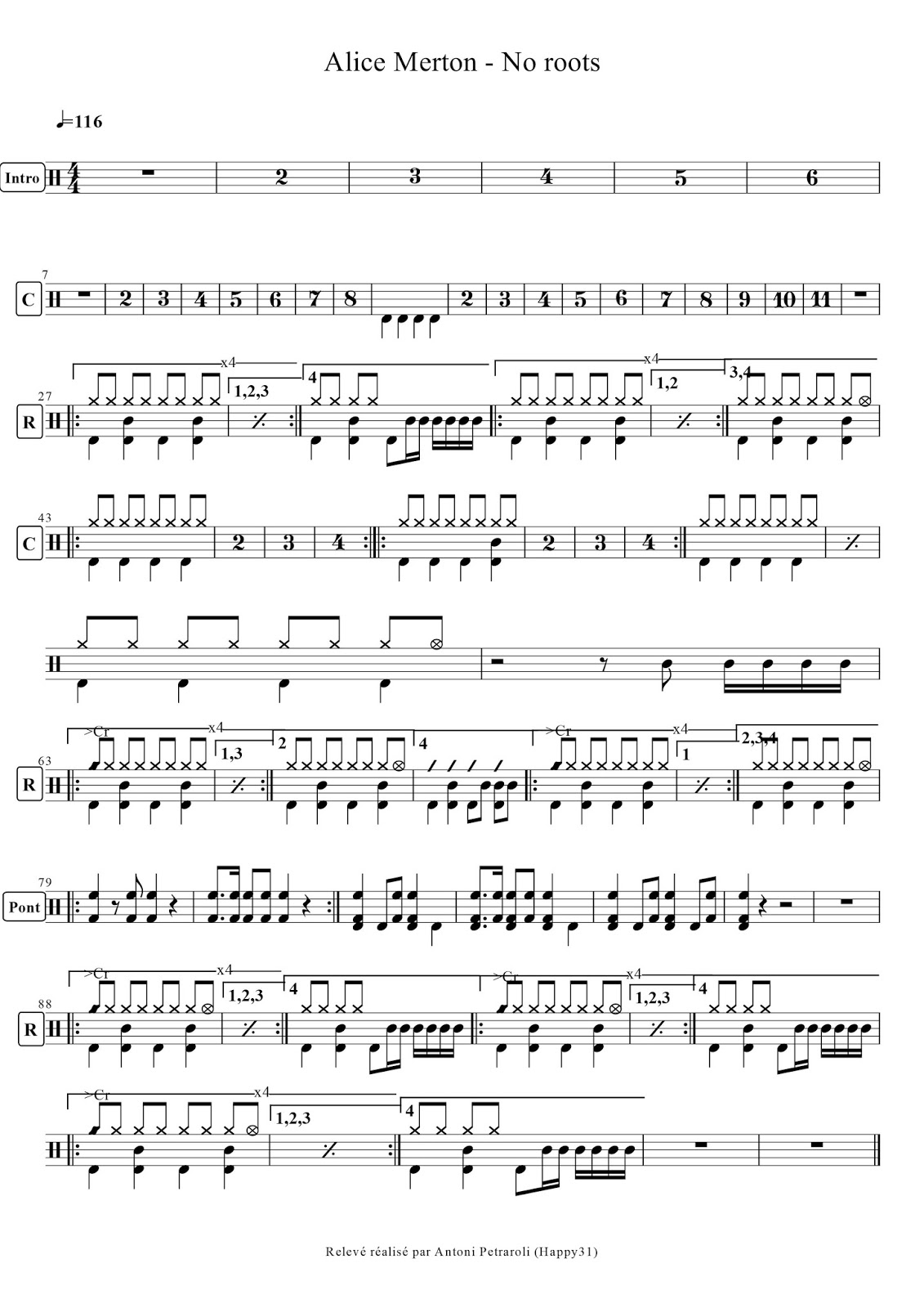 Partition Guitare No Roots