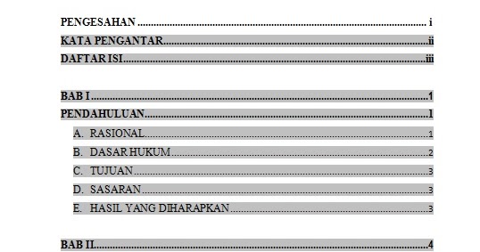 Contoh Dan Cara Membuat Daftar Isi Makalah - Simak Gambar 