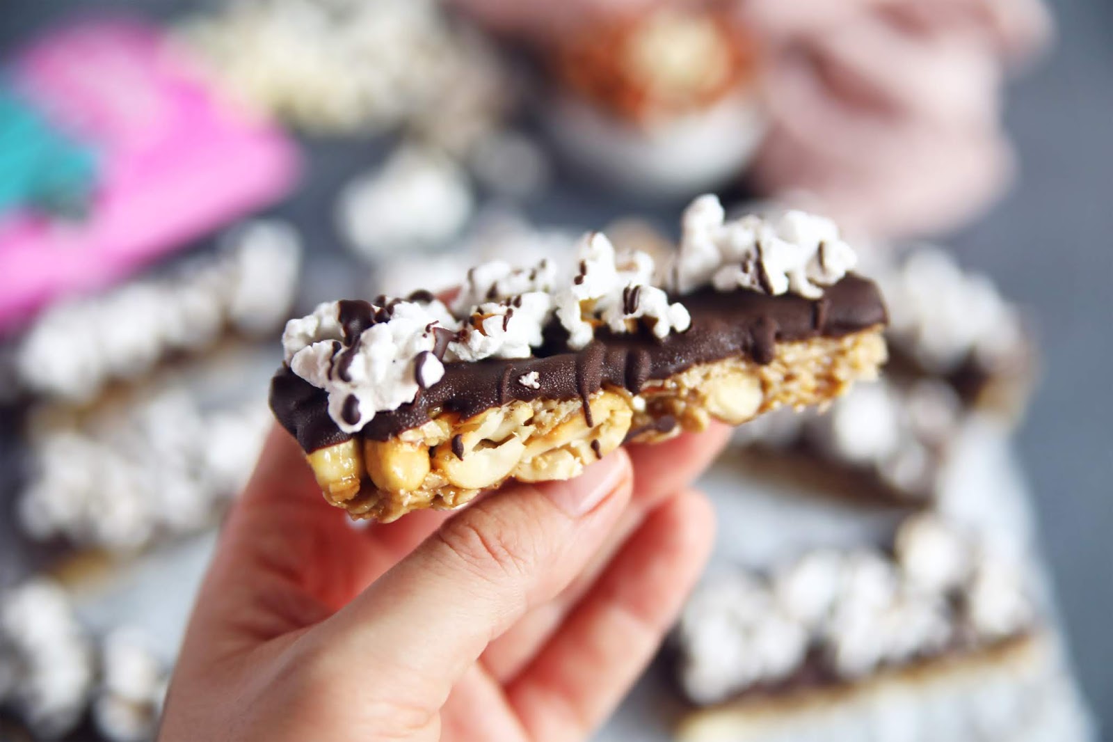 Sweet and Salty Popcorn Granola Bars