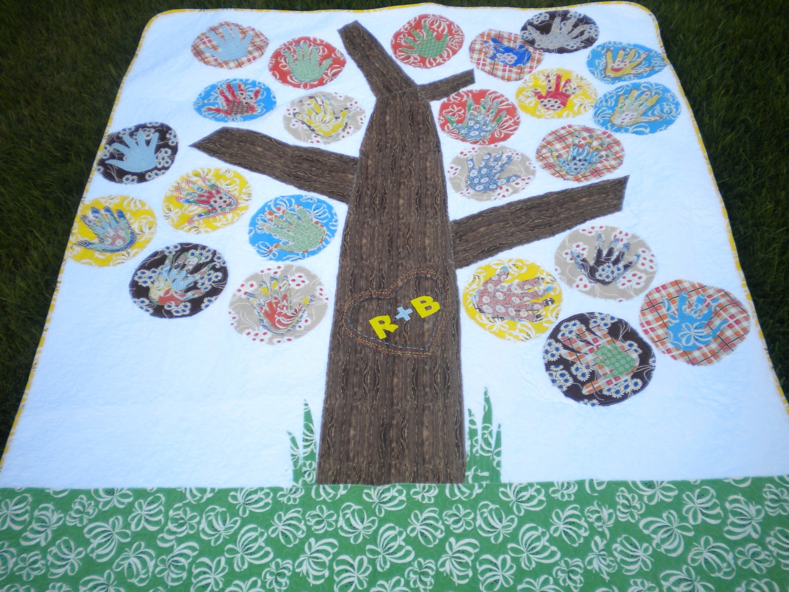 Brown Paper Packages family tree quilt