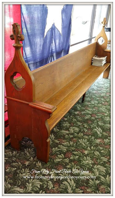 Vintage Church Pew-A Day Antiquing- Antique Shopping
