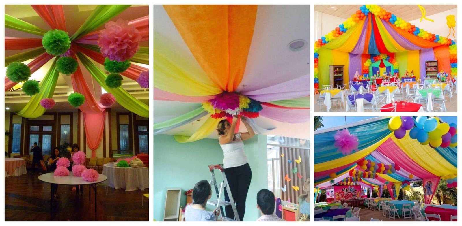 Tutorial Cómo Decorar Techos De Una Fiesta Usando Telas ~ Cositasconmesh