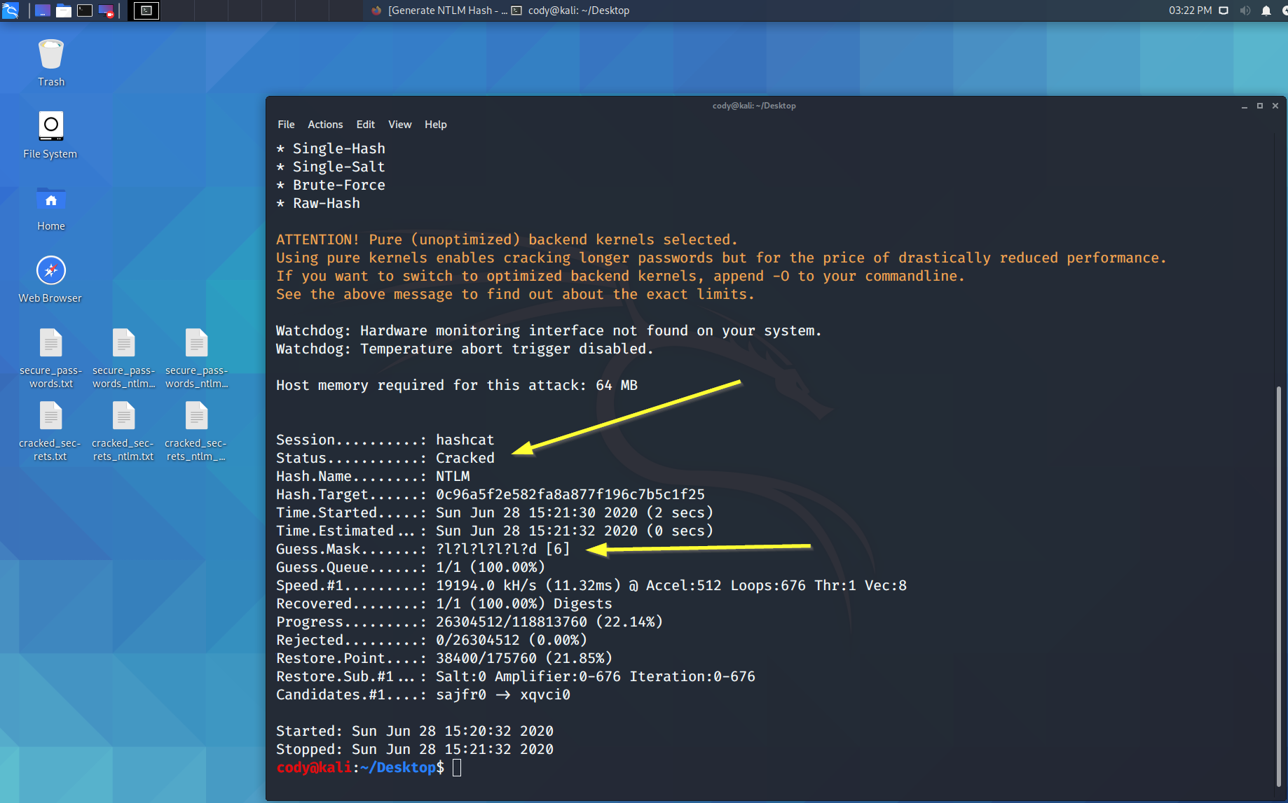 Hashcat Cracking MD5 and NTLM Hashes