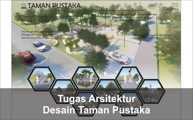 Desain Taman Pustaka Tugas Rekayasa Arsitektur Semester 6 - Arsimedia