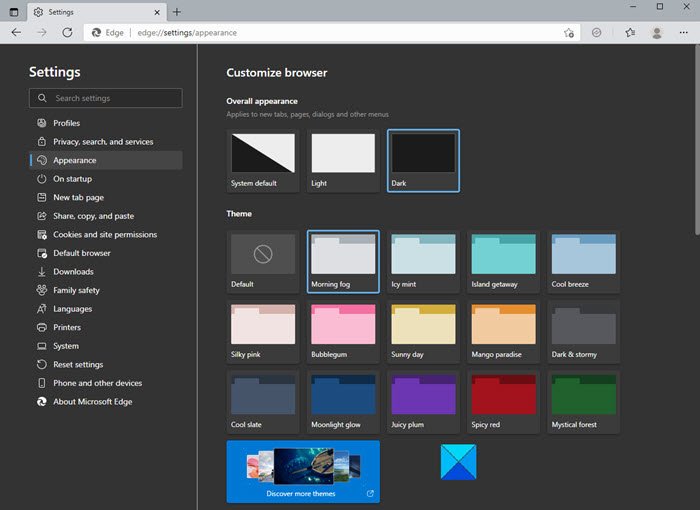 Modifier les thèmes et l'arrière-plan du navigateur Microsoft Edge