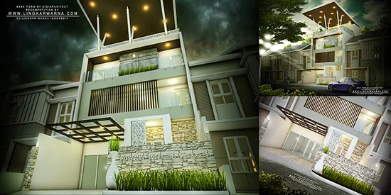 Lingkar Warna Desain Rumah Minimalis Ukuran 8x12 Meter 4 Kamar Tidur 3 Lantai Musholah