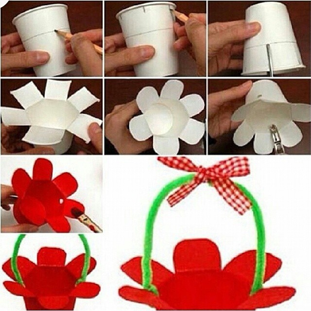 hand work with plastic cup