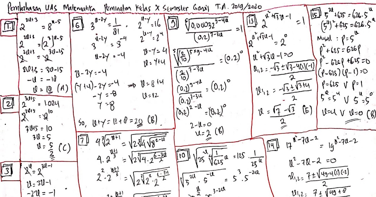 Kunci Jawaban dan Pembahasan UAS Matematika Peminatan