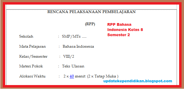 Rpp Bahasa Indonesia Smp Kelas 8 Semester 2 Tahun 2019 2020 Update Data Pendidikan Update