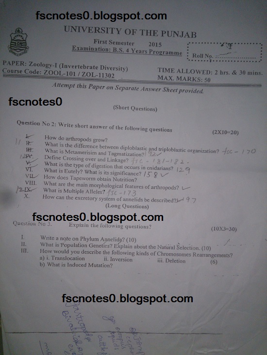 BS (Hons) Chemistry Past Papers Semester 1 Zoology I (Invertebrate Diversity) fscnotes0 Asad Hussain 1 BS (Hons) Chemistry Past Papers Semester 1 Zoology I (Invertebrate Diversity) fscnotes0 Asad Hussain 1