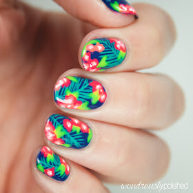 neon tropical nail art