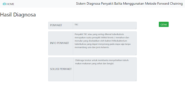 Source Code PHP Sistem Pakar Diagnosa Penyakit Balita Metode Forward Chaining